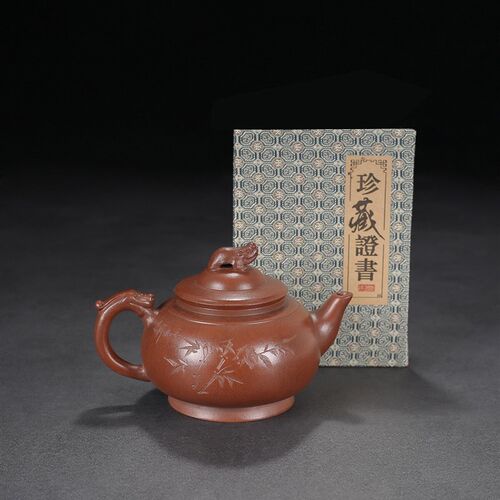 台湾回流老紫砂壶竹福纯手工制作原矿民F国朱可心壶茶壶古玩350CC