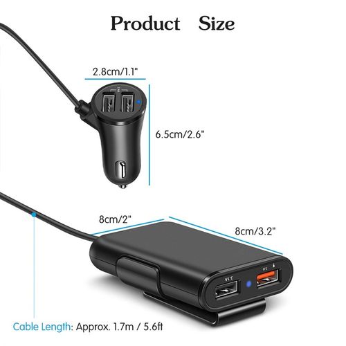 Car Charger 4 USB Adapter Fast ChEarge Mobile Phone For Phon