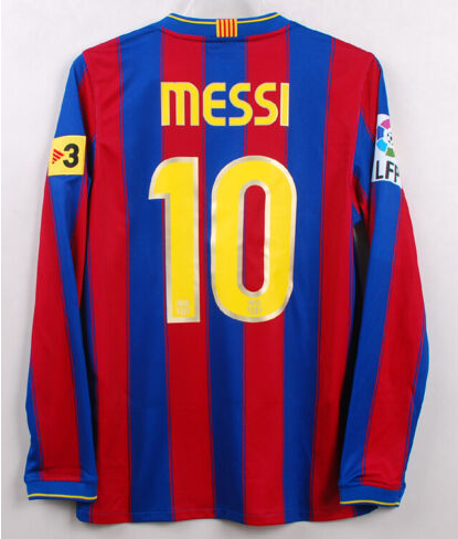 09 10 Barcelona Long Sleeve A.INIESTA MESSI Vintage Jersey 运动/瑜伽/健身/球迷用品 足球服 原图主图