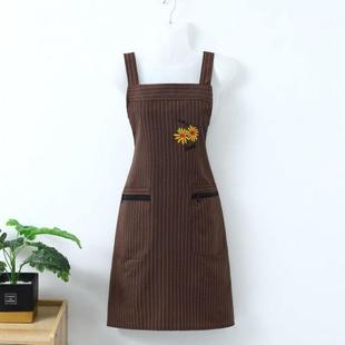围裙袖 背带女棉布透气可爱厨房家用防污上班洋气工作服 套新款 时尚