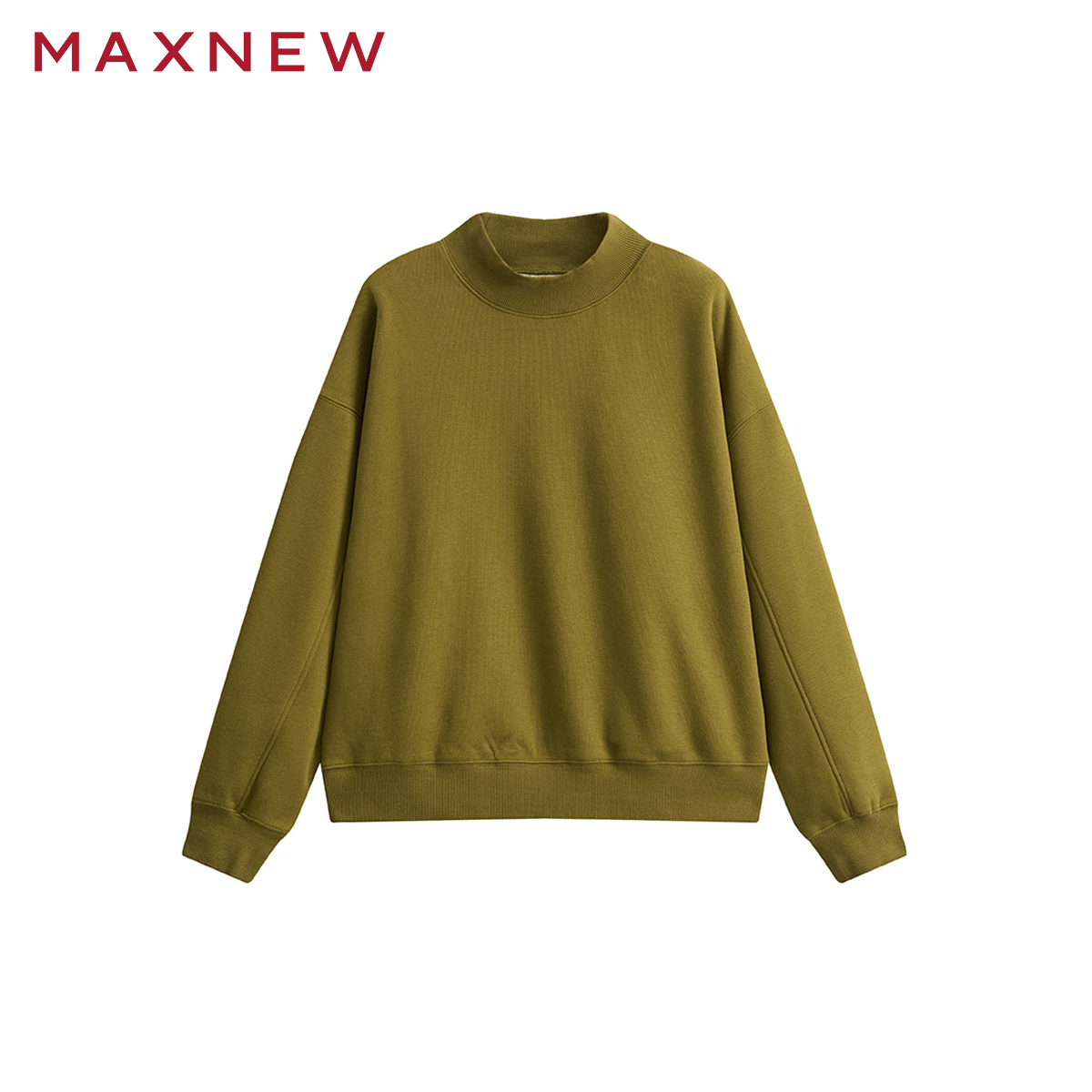【门店同款】马恩MAXNEW女装半高领打底衫卫衣秋冬季纯色加绒保暖