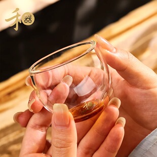 禾器高硼硅玻璃晶彩高圆杯70ml手工玻璃茶杯玻璃品茗杯不倒杯客杯