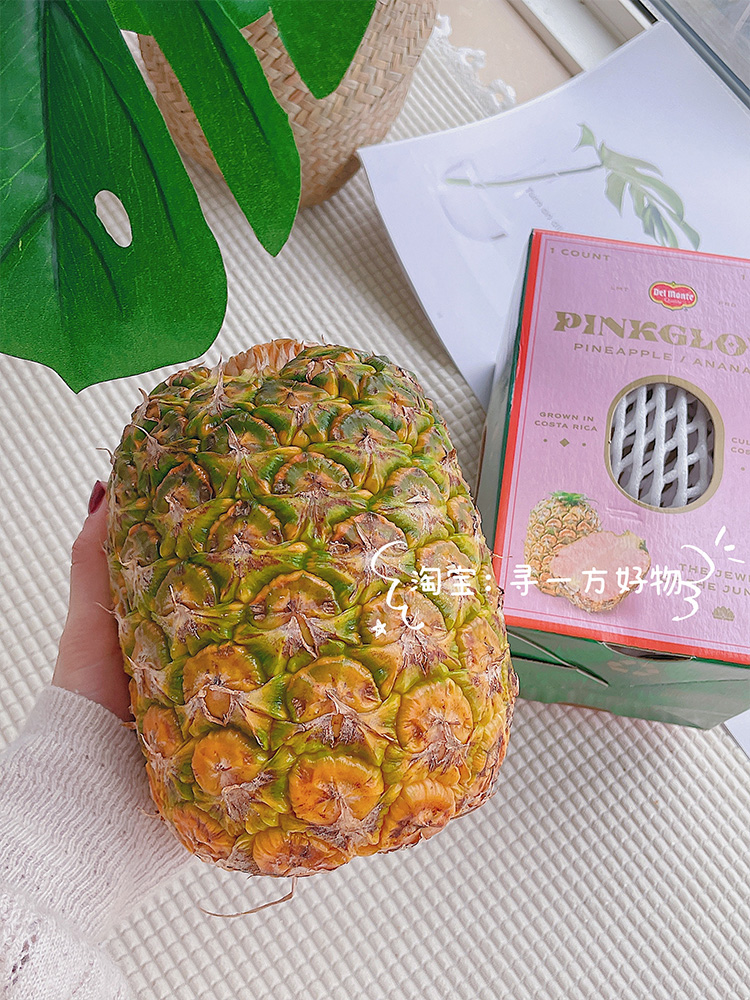 网红大logo粉色菠萝凤梨高端稀有新鲜水果礼盒1只哥斯达黎加包邮