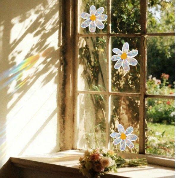 Daisy Flower Static Cling Stickers for Windows and Walls