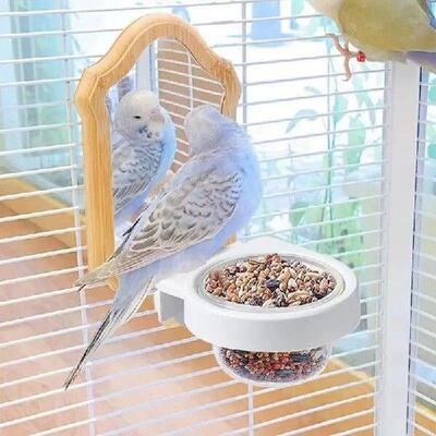Bird Bowls For Cage Transparent Parrot Feeder Anti-Tip