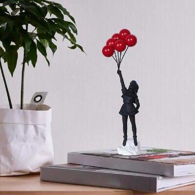 Flying Balloon Girl Statue Modern Art Home Decoration
