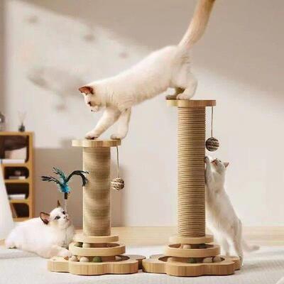 Cat Scratching t 4 in 1 Wooden Cat Scratcher Toy Tall
