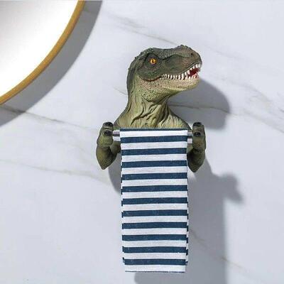 Wall Mounted 3D Dinosaur Holding Roll of Toilet Tissue