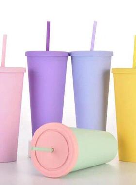 reusable double wall 700ml 710ml 24oz pastel color plastic