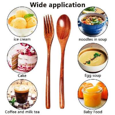 16Pcs Wooden Spoons Forks Set Including Wooden Spoons And