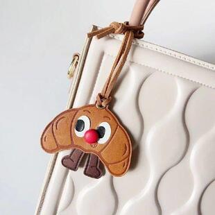 Shining PU Leather Bag Charm Toast Croissant Bag Pendant