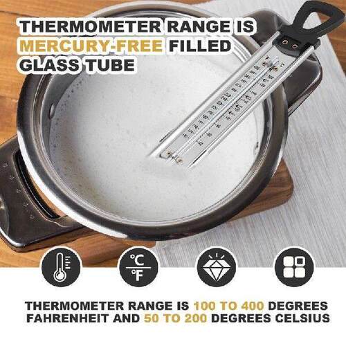 2Pcs Candy Thermometer Jam Glass Thermometer Sugar Syrup