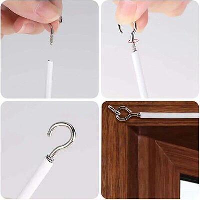 10m Curtain Wire Screw Eyes and Hooks Set Window Decoration