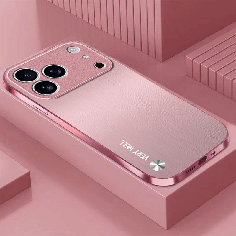 金属拉丝适用苹果17promax手机壳iPhone16/15pro新款14女13mini全包xsmax防摔xr12pro硬壳11玻璃ip6s/7/8plus