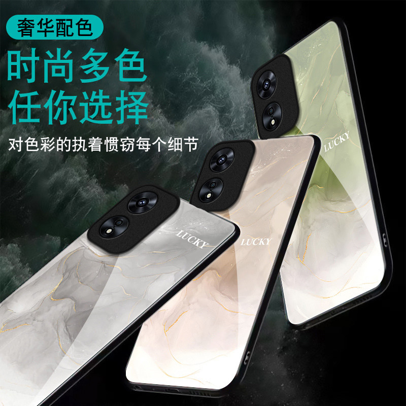 金箔水墨适用OPPOA97手机壳oppoa96/95玻璃a93/92s新款a91/72n外壳58/56/55硬壳36/32/5高级11/9/2x液态a3/1i