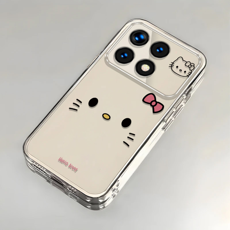 可爱kt猫适用红米K70E手机壳新款2311DRK48C防摔镜头全包男女挂绳创意透明保护套高级感时尚软壳个性小众情侣