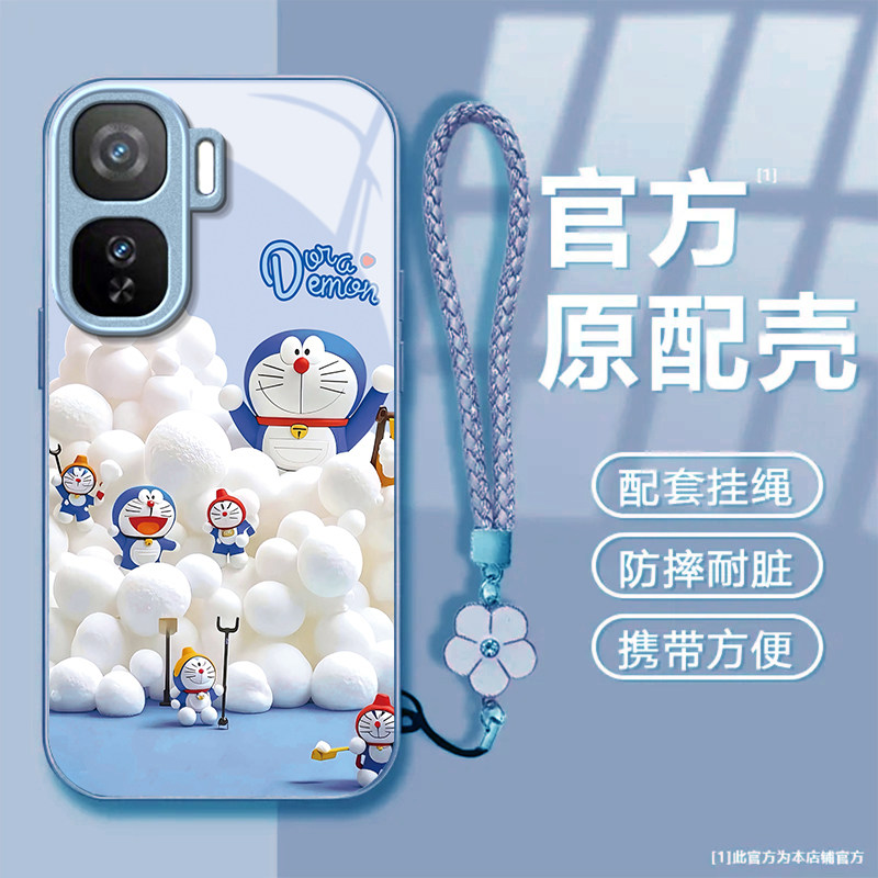 哆啦A梦适用iQOONeo11手机壳iqooneo10pro+/9spro/855竞速版新款iqooneo8/7/6se玻璃硬壳iqooneo5高级感neo3