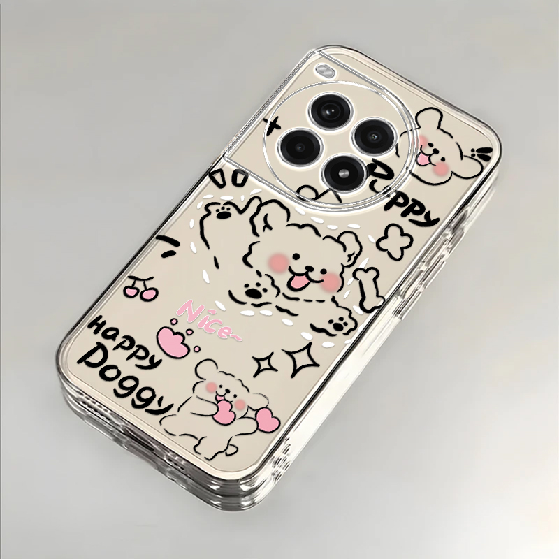 奔跑小狗适用一加Ace3Pro手机壳新款PJX110防摔镜头全包男女挂绳创意透明软壳保护套高级感时尚个性小众情侣