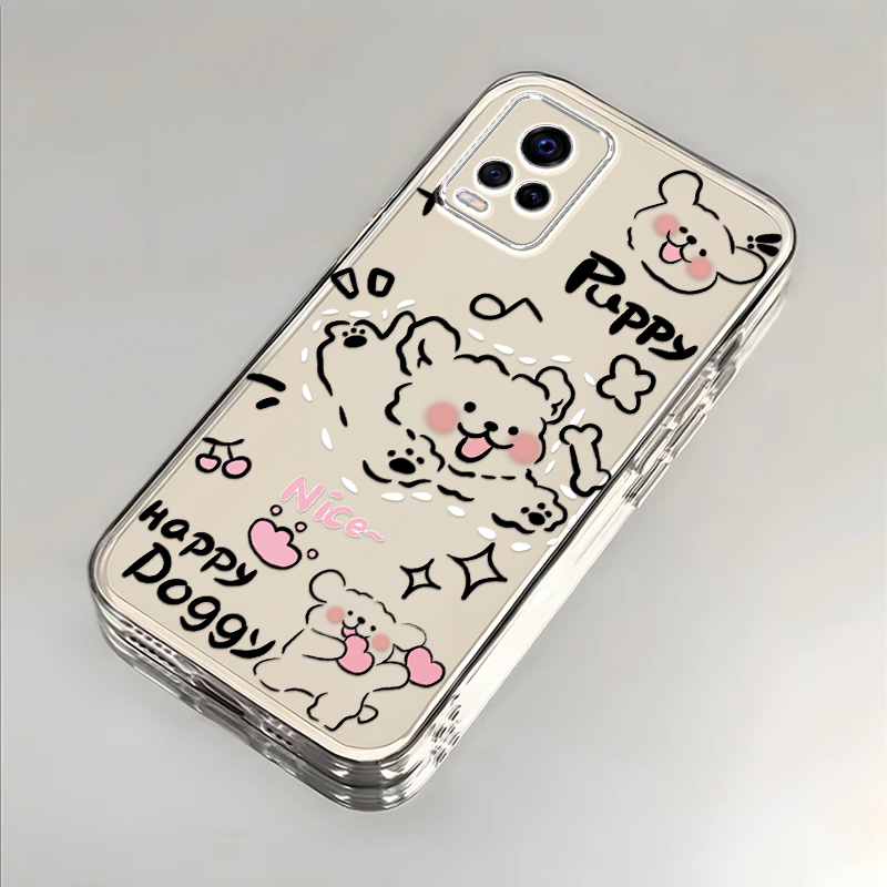 奔跑小狗适用vivoS7t手机壳新款V2080A防摔镜头全包男女挂绳创意透明保护套高级感时尚软壳个性网红同款情侣