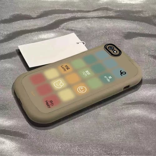 适用苹果6s/7/8plus手机壳新款iPhoneXSmax晕染彩色格子XR软外壳SE防摔11pro全包12/13磨砂i14男女ip15高级感