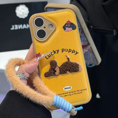 可爱小狗适用苹果17promax手机壳iPhone16/15新款华为mate60pro创意pura70防摔Reno14高级vivos30挂绳小米17