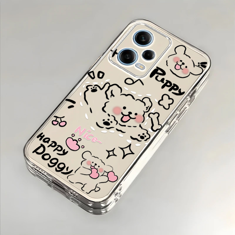 奔跑小狗适用红米Note12Pro手机壳新款22101316C防摔镜头全包男女挂绳创意透明保护套高级感时尚软壳小众情侣