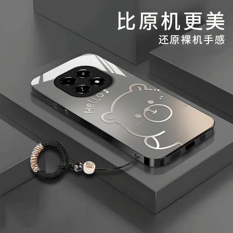 渐变水豚适用realme真我V60s手机壳新款RMX3996防摔镜头全包男女挂绳液态玻璃硬壳保护套高级感时尚小众情侣