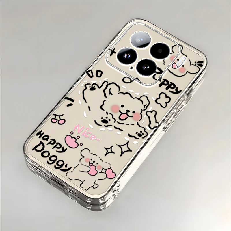 奔跑小狗适用小米15手机壳新款24129PN74C防摔镜头全包男女挂绳创意透明软壳保护套高级感时尚个性小众情侣潮