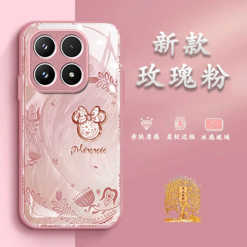 花朵米妮适用小米18Pro手机壳17Pro新款小米15/14/12Ultra玻璃13/11/10青春civi5/4pro防摔civi3/2/1s硬MIX4