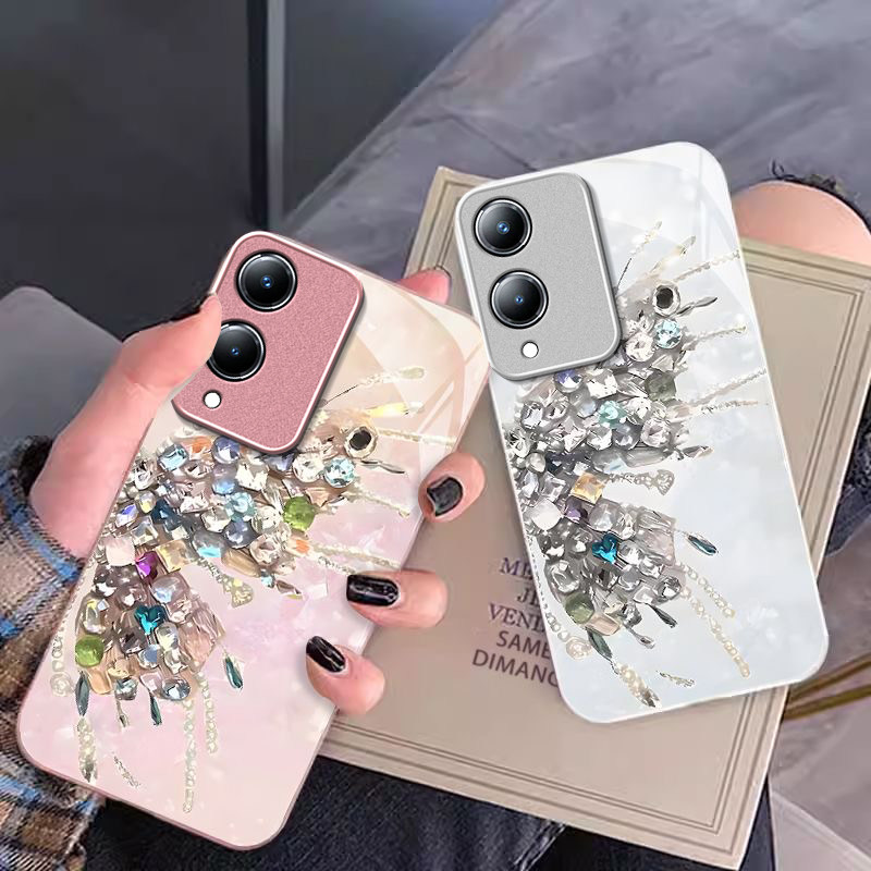 宝石蝴蝶适用vivoY36s手机壳y36i新款y35m+玻璃y33/y31/y3s全包y32/y30/y20防摔y36c硬壳y33e液态y305g高级感