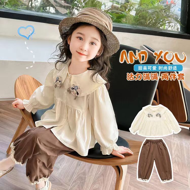 女童衬衫长袖儿童纯棉衬衣春秋装