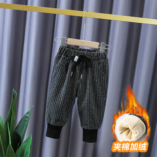 男童格子条子款 保暖百搭潮裤 棉裤 新款 2024年冬季 巴拉妮琪儿童时尚