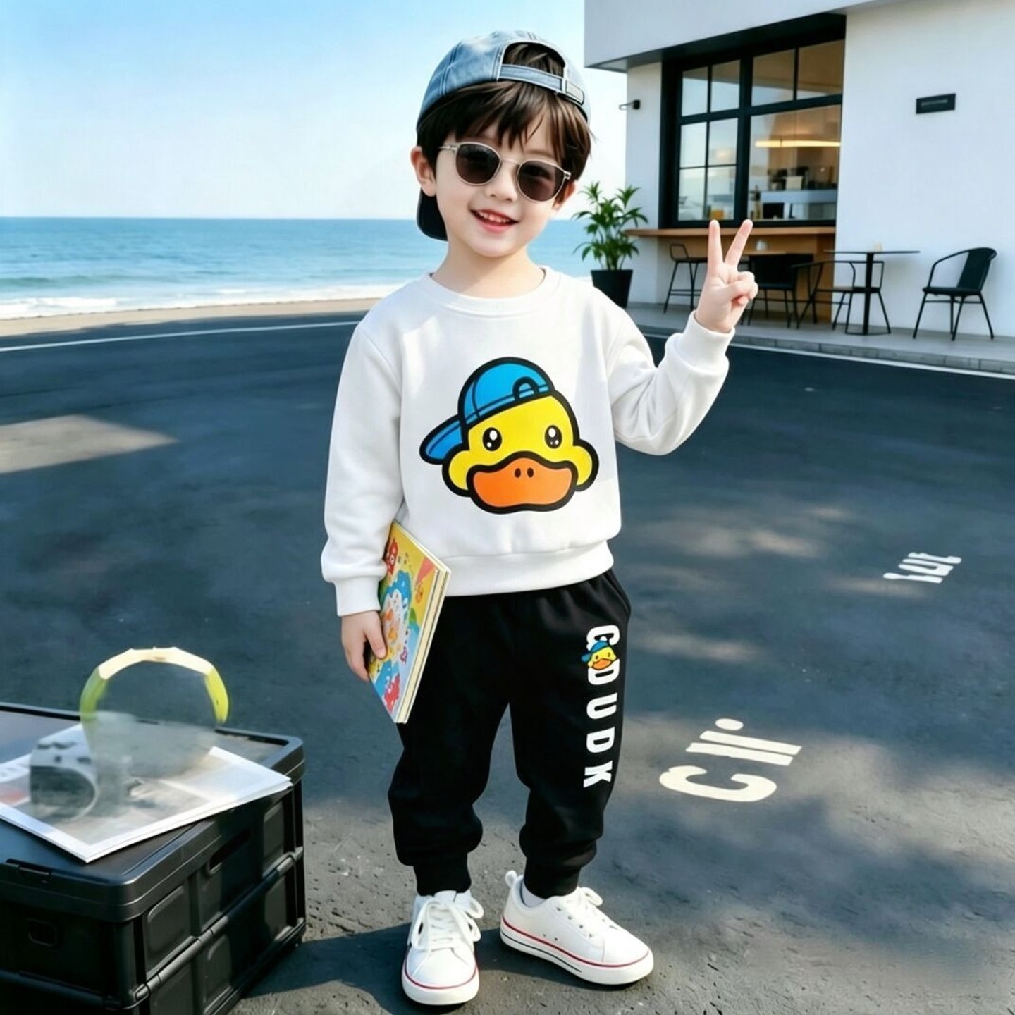 巴拉妮琪小黄鸭联名儿童春秋套装