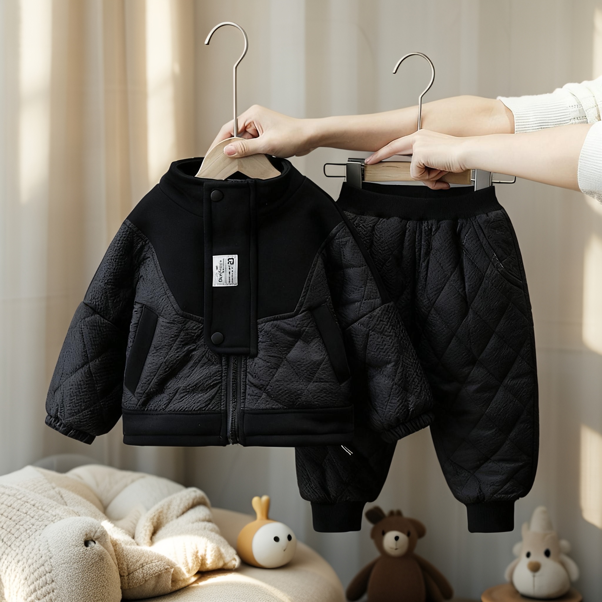 加绒套装秋冬季冬装加厚两件套