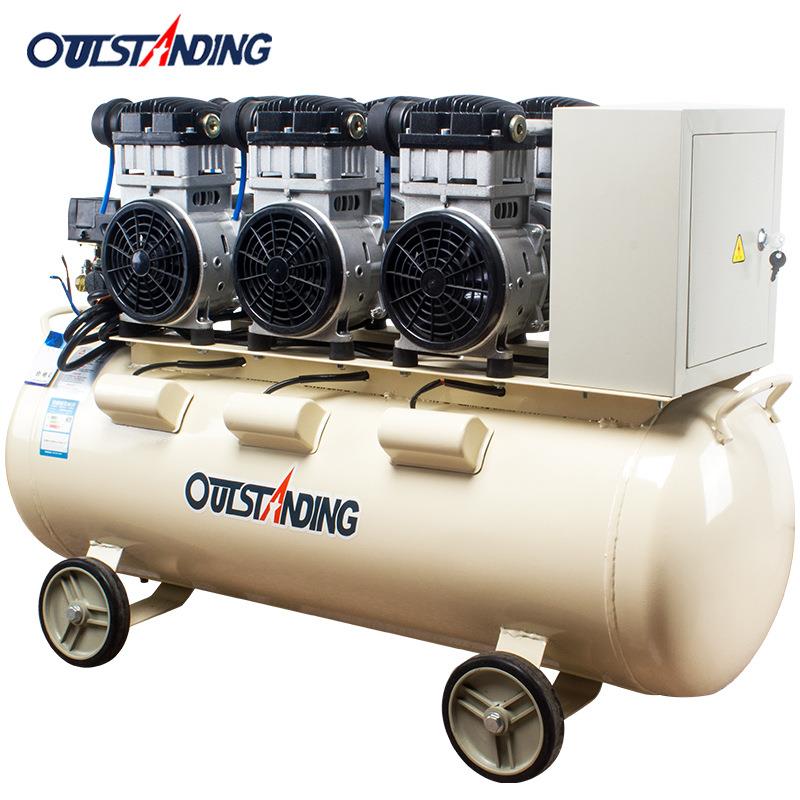 空压机3X1100W-100L无油静音压缩机铜线电机喷漆气泵木工