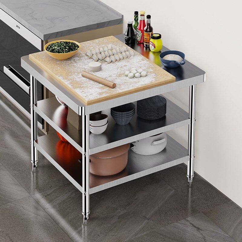 定做三层不锈钢工作台厨房专用操作台商用打荷台灶台架切菜案板桌