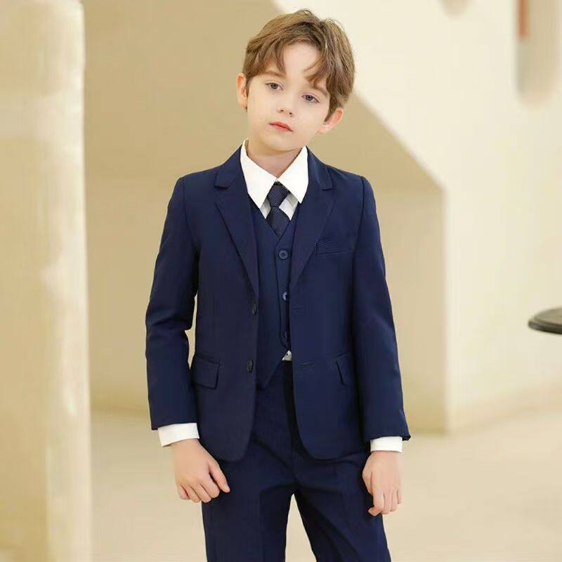 儿童西装套装花童主持人礼服男童生日高端西服男孩帅气钢琴演出服