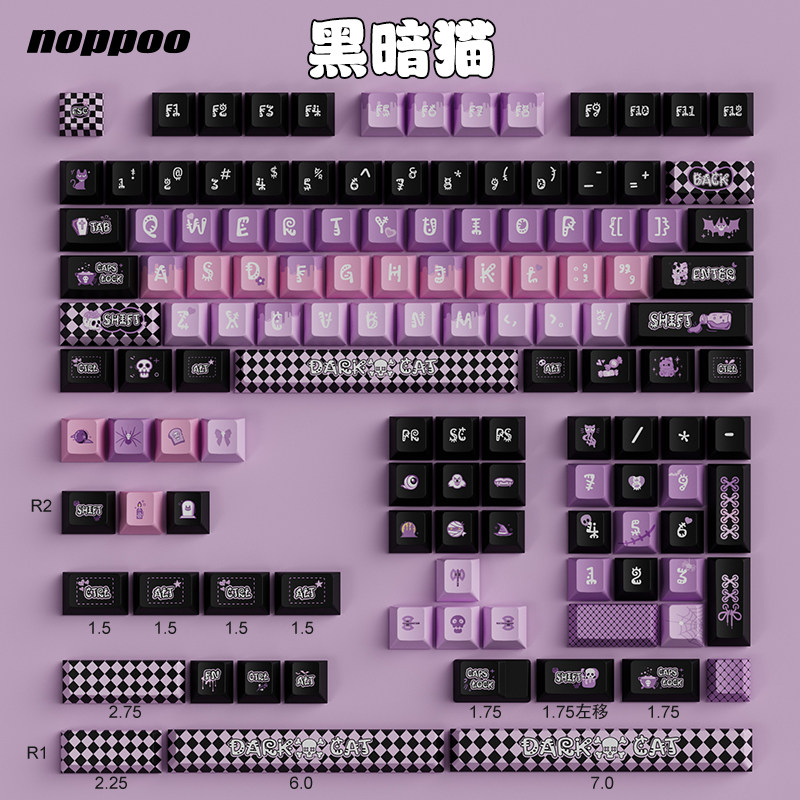 NOPPOO热升华键帽黑暗猫图片