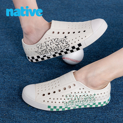 native回到未来复古风亲子洞洞鞋儿童男女童凉鞋情侣一脚蹬沙滩鞋