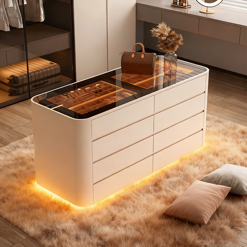 意式极简衣帽间首饰中岛柜台