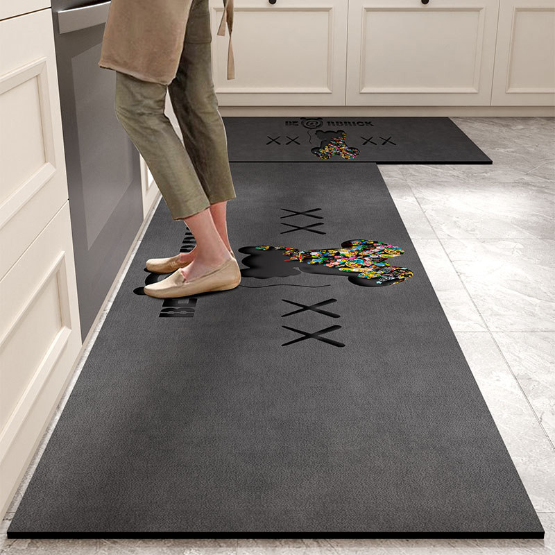 颖初吸水防滑防油厨房地垫可擦免洗耐脏现代简约轻奢高级感硅藻泥