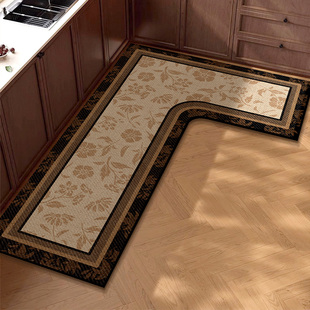 L型厨房地垫防滑防油吸水垫门口耐脏脚垫硅藻泥家用免洗可擦地毯