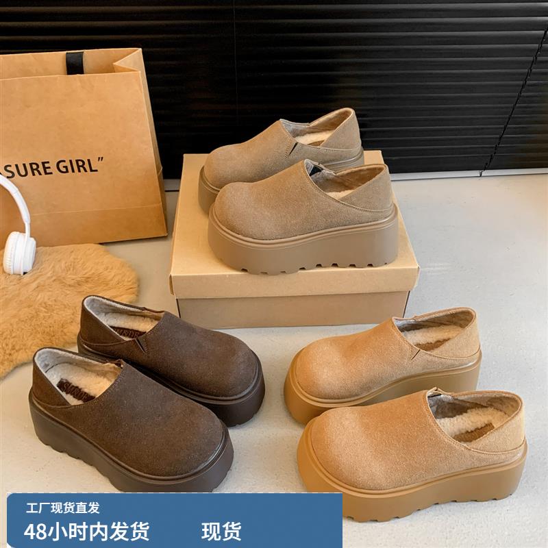 小个子厚底增高勃肯鞋女鞋2024新款秋冬雪地靴加绒保暖博肯二棉鞋