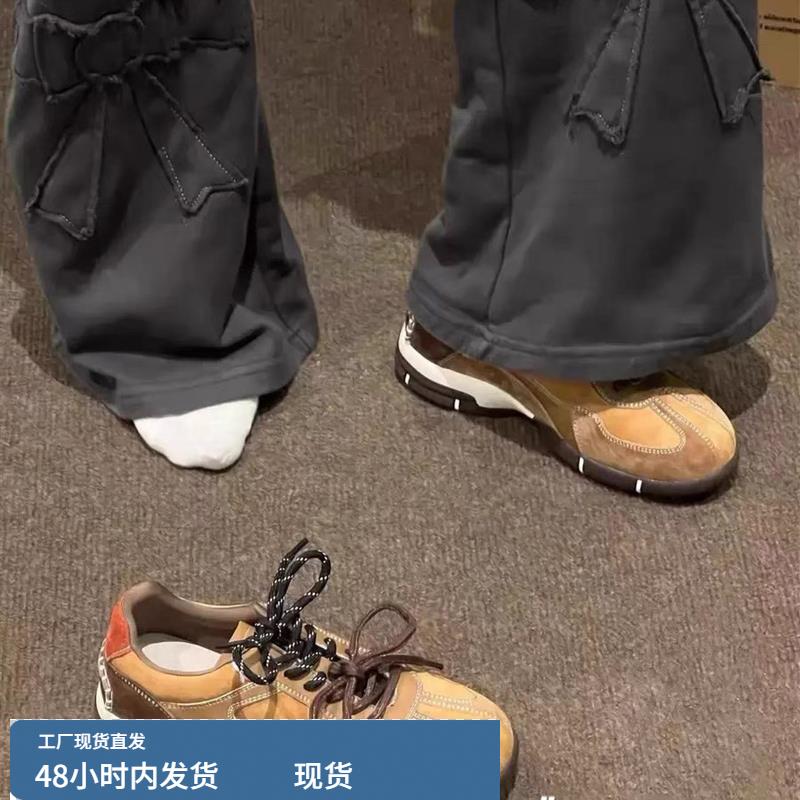 美拉德训鞋女内增高2025秋季新款真皮棕色百搭运动覆古厚底阿甘鞋