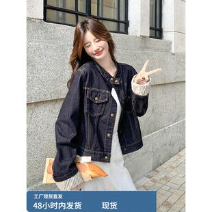 蓝色牛仔外套女春秋韩里韩气巨好看高级感休闲减龄小个子短款上衣