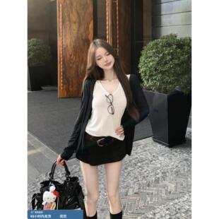 清纯系绝美背心短裙套装女早秋季韩系慵懒松弛感穿搭小个子两件套