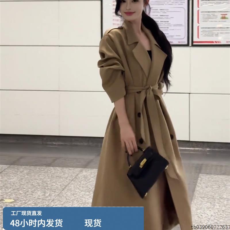 卡其色风衣外套女中长款2025春秋季新款流行高级感英伦风休闲大衣
