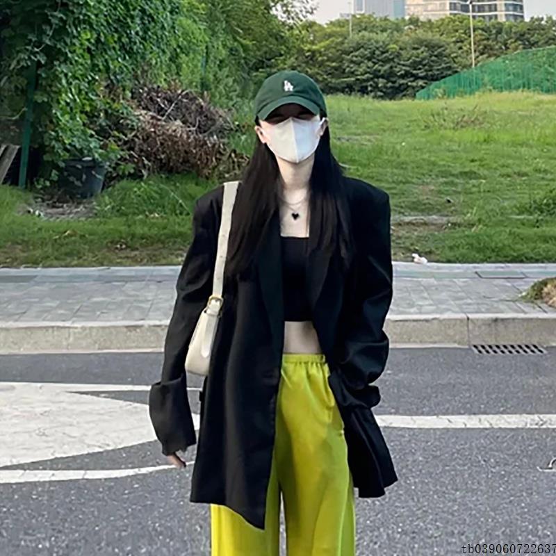 oversize黑色西装外套女2025春秋季新款高级感炸街廓形宽松小西服