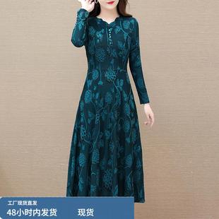 长袖连衣裙女士2026新款春秋款高档品牌50多岁中老年妈妈春装裙子