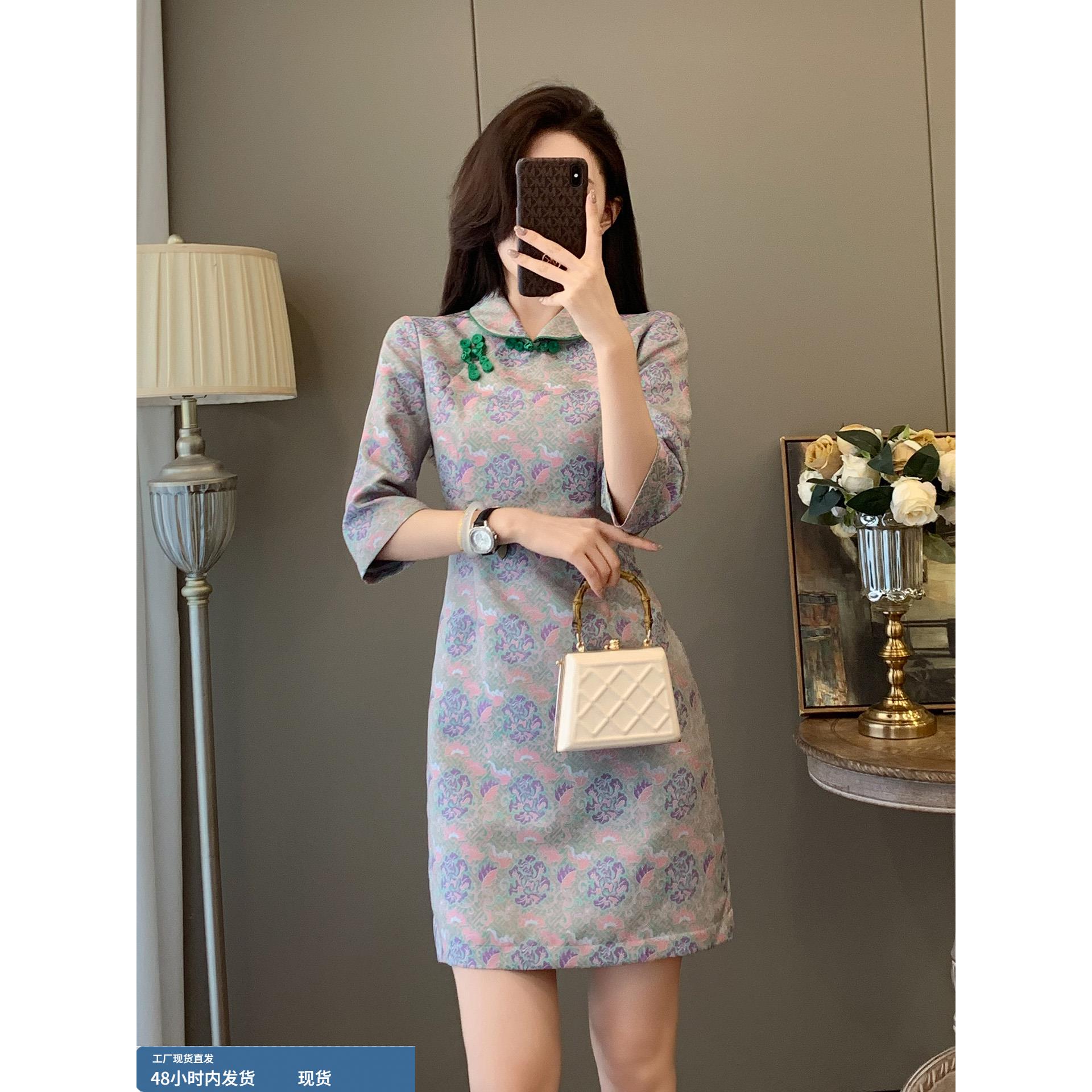 新中式少女年轻款改良旗袍连衣裙女早秋修身显瘦气质优雅国风裙子